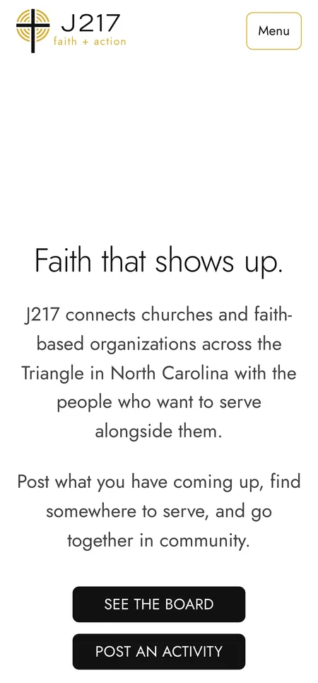 Phone screenshot of the J217 volunteer board for churches