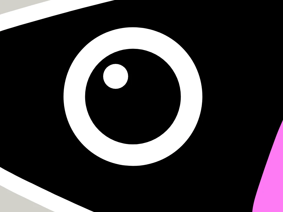 The same eye as a vector: a clean ring, pupil, and highlight with perfectly smooth edges